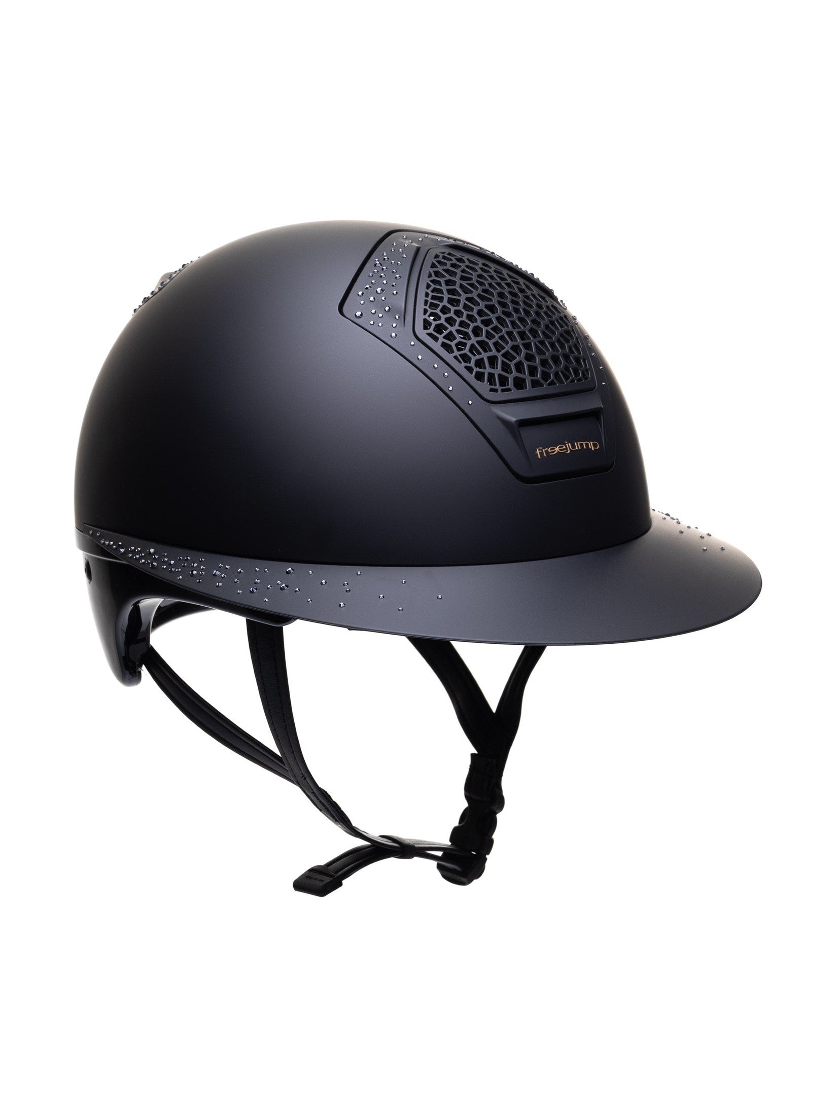 FREEJUMP VORONOI KASK JEŹDZIECKI MATTE Z SZEROKIM DASZKIEM FULL CRYSTALS