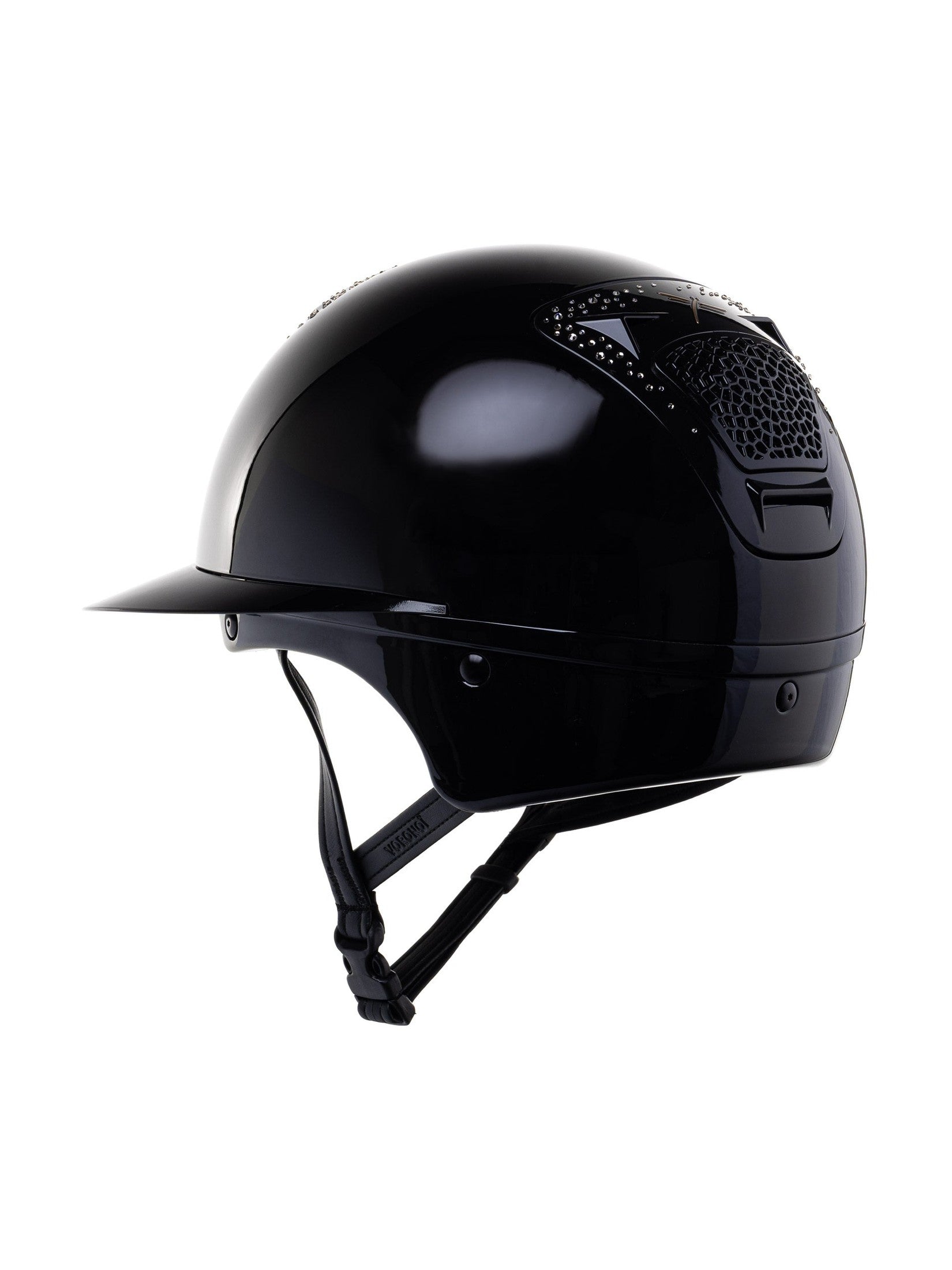 FREEJUMP VORONOI KASK JEŹDZIECKI GLOSSY Z SZEROKIM DASZKIEM CRYSTALS