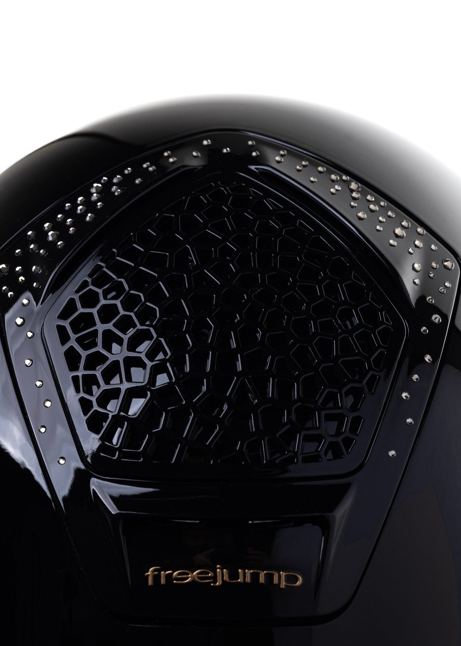 FREEJUMP VORONOI KASK JEŹDZIECKI GLOSSY Z SZEROKIM DASZKIEM FULL CRYSTALS