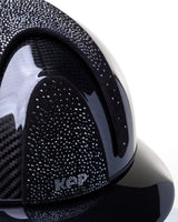 KEP E-LIGHT 3 CARBON KASK JEŹDZIECKI SUEDE NEBULA SILVER CRYSTAL LOGO CZARNY
