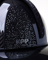 KEP E-LIGHT 3 CARBON KASK JEŹDZIECKI SUEDE NEBULA SILVER CRYSTAL LOGO CZARNY