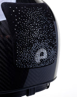 KEP E-LIGHT 3 CARBON KASK JEŹDZIECKI SUEDE NEBULA SILVER CRYSTAL LOGO CZARNY