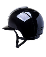 KEP ITALIA CROMO 2.0 POLISH KASK JEŹDZIECKI POLO VISOR / VANITY SILVER FRONTAL / ZIRCONS LOGO CZARNY