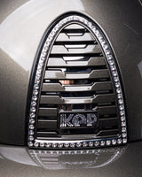 KEP ITALIA CROMO 2.0 METAL KASK JEŹDZIECKI POLO VISOR/CRYSTAL MIRROR/WHITE CRYSTALS CIEMNOZIELONY