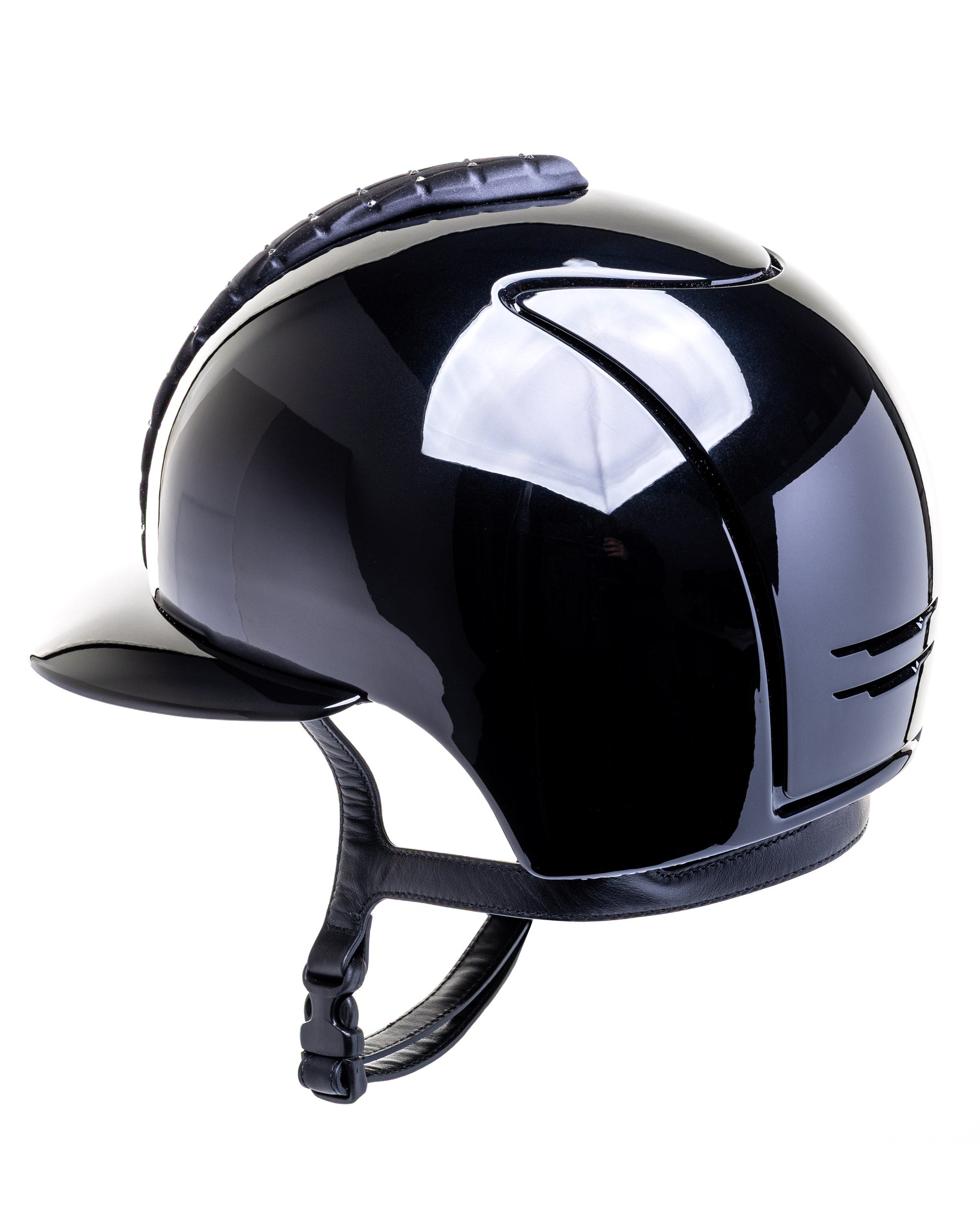 KEP ITALIA CROMO 2.0 POLISH METAL RIDING HELMET MILANO SWAROVSKI POLO VISOR BLACK