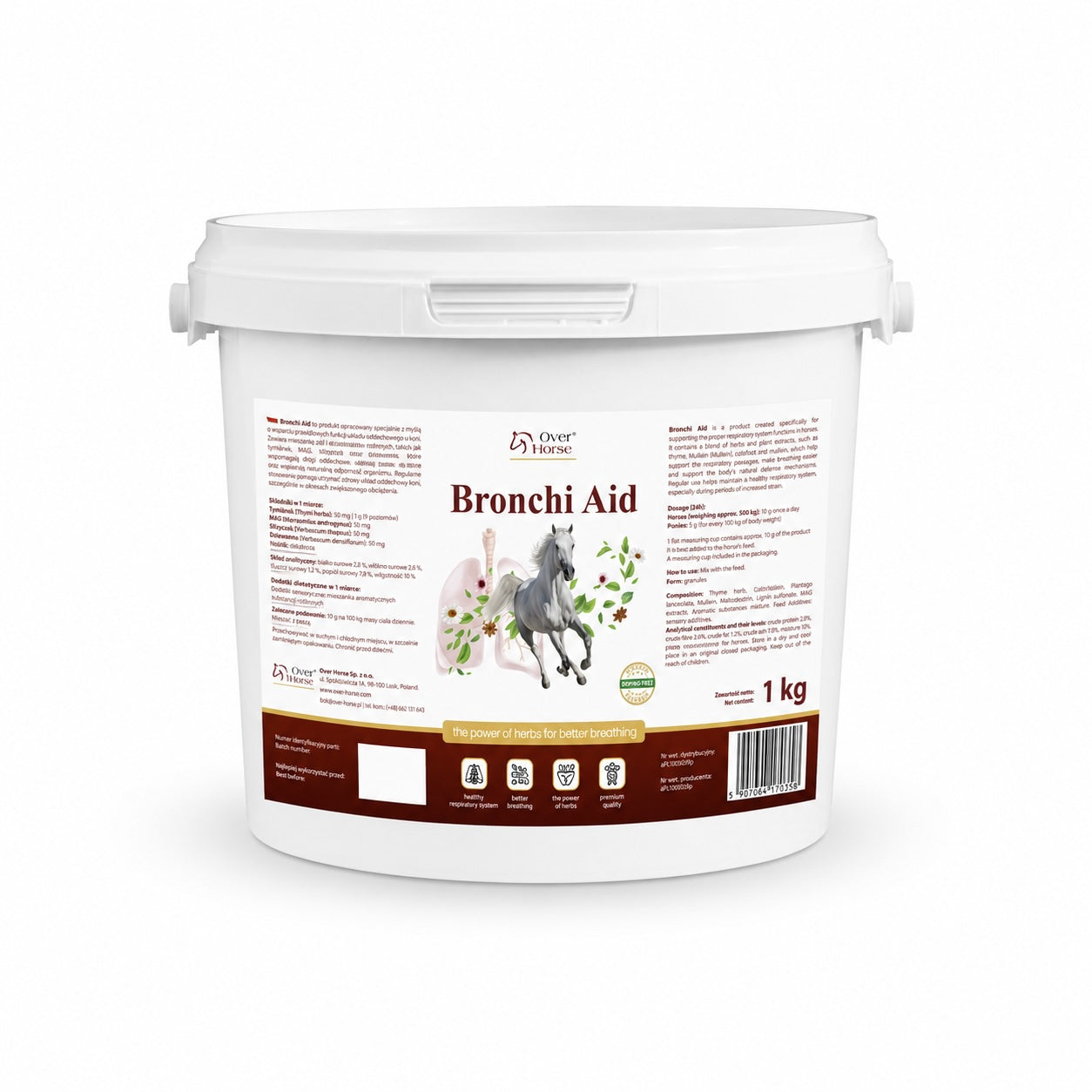 OVER HORSE BRONCHI AID SUPLEMENT DLA KONI Z PROBLEMAMI Z UKŁADEM ODDECHOWYM 1KG