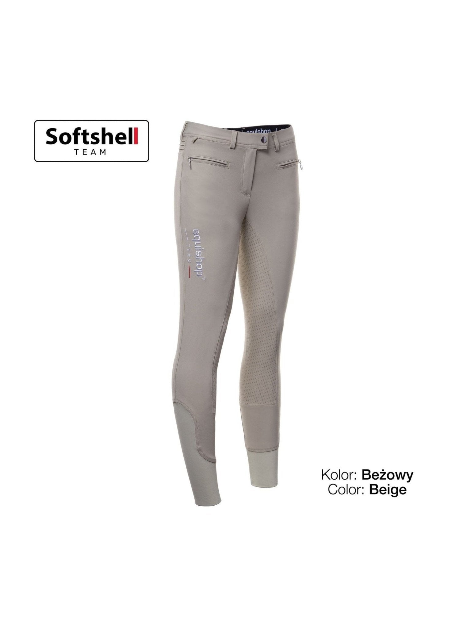EQUISHOP TEAM NALA SOFTSHELL BRYCZESY JEŹDZIECKIE Z PEŁNYM LEJEM SILIKONOWYM DAMSKIE BEŻOWE - Equishop Equishop