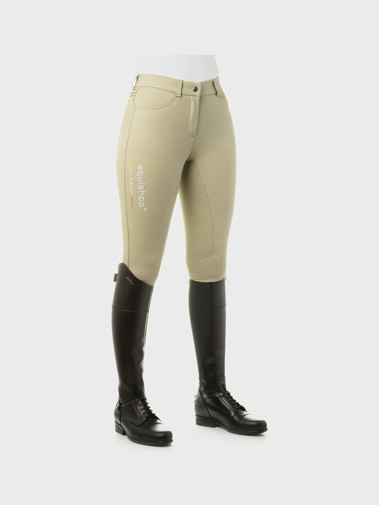 EQUISHOP TEAM SOFTSHELL BRYCZESY JEŹDZIECKIE Z PEŁNYM LEJEM SILIKONOWYM DAMSKIE BEŻOWE - EQUISHOP Equishop