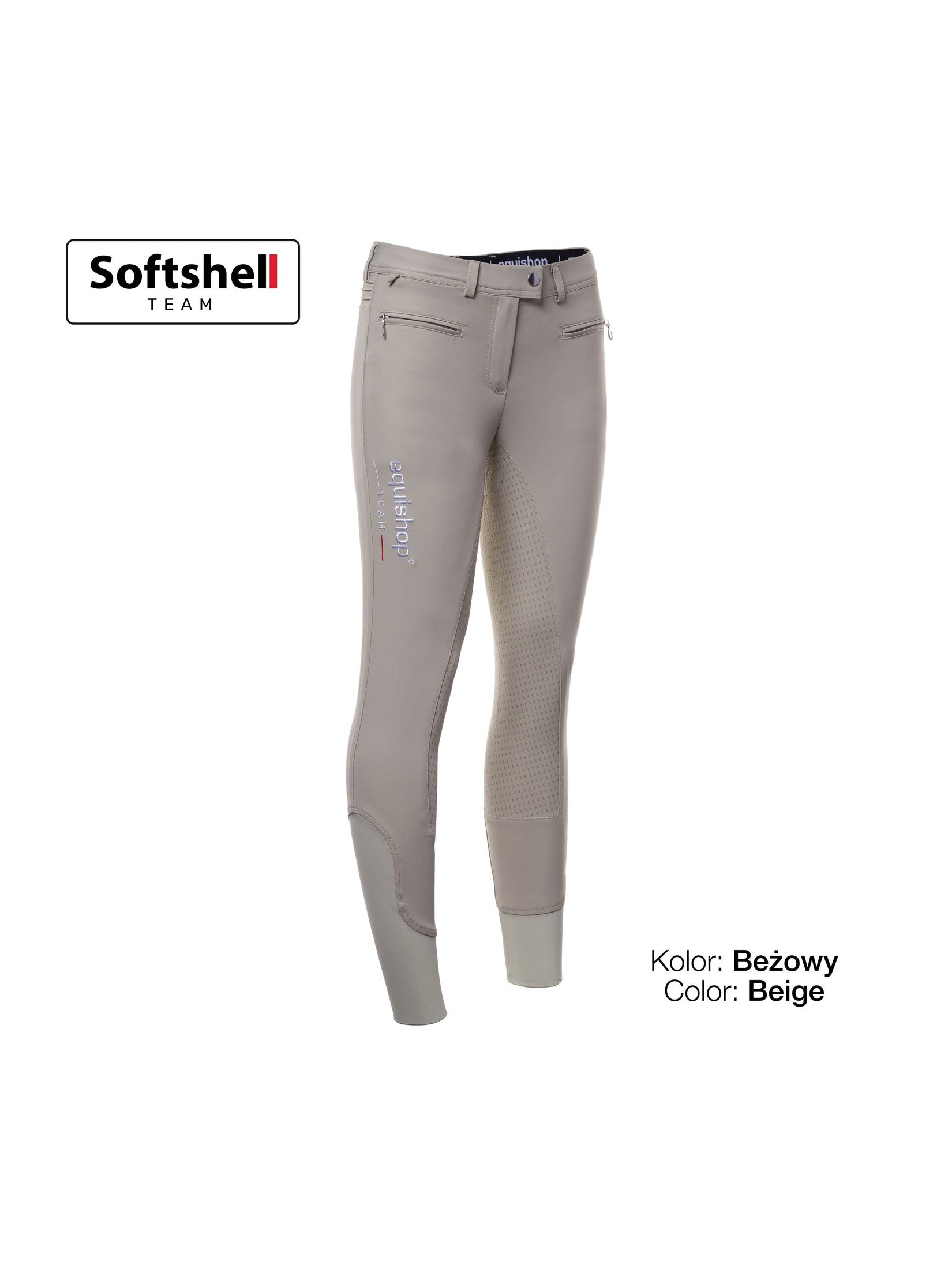 EQUISHOP TEAM NALA SOFTSHELL BRYCZESY JEŹDZIECKIE Z PEŁNYM LEJEM SILIKONOWYM DAMSKIE BEŻOWE