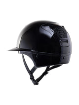 FREEJUMP VORONOI KASK JEŹDZIECKI GLOSSY Z SZEROKIM DASZKIEM CATECHU BLACK - Freejump Equishop