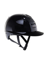 FREEJUMP VORONOI KASK JEŹDZIECKI GLOSSY Z SZEROKIM DASZKIEM CATECHU BLACK - Freejump Equishop