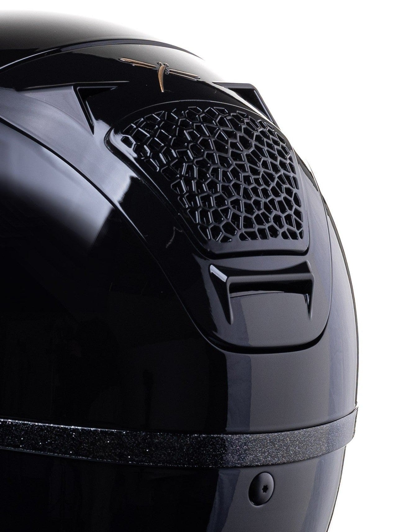 FREEJUMP VORONOI KASK JEŹDZIECKI GLOSSY Z SZEROKIM DASZKIEM CATECHU BLACK - Freejump Equishop