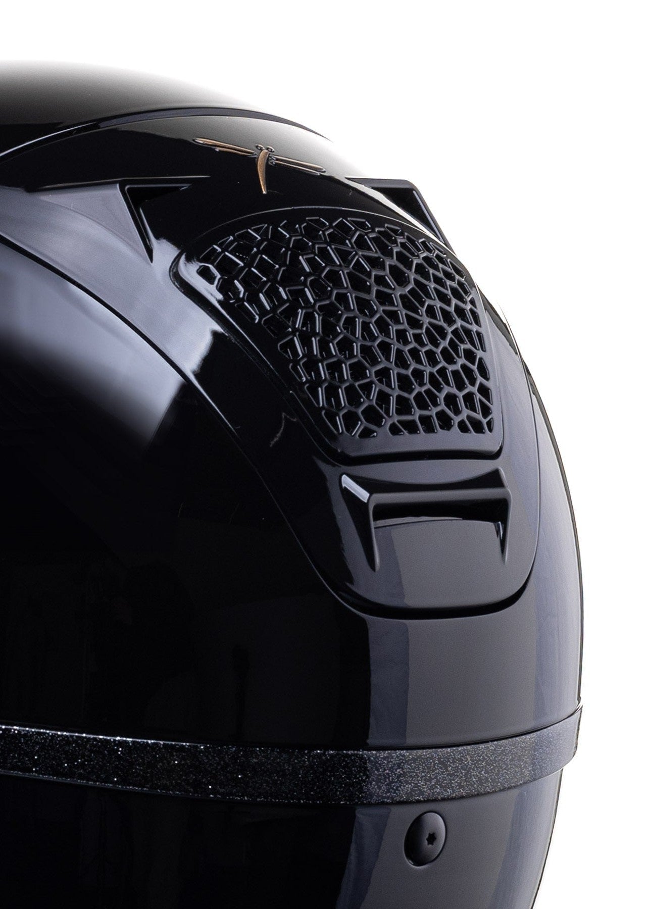 FREEJUMP VORONOI KASK JEŹDZIECKI GLOSSY Z SZEROKIM DASZKIEM CATECHU BLACK - Freejump Equishop