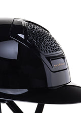 FREEJUMP VORONOI KASK JEŹDZIECKI GLOSSY Z SZEROKIM DASZKIEM CATECHU BLACK - Freejump Equishop