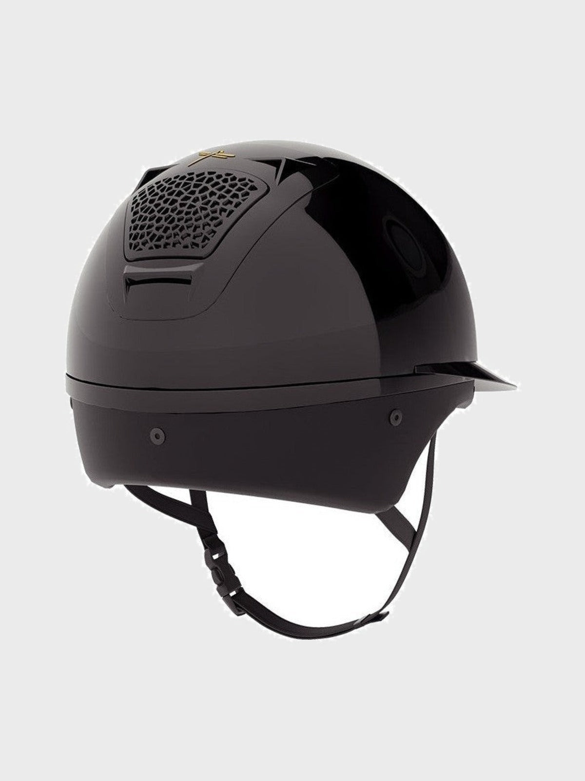 FREEJUMP VORONOI KASK JEŹDZIECKI GLOSSY Z SZEROKIM DASZKIEM CZARNY - Freejump Equishop