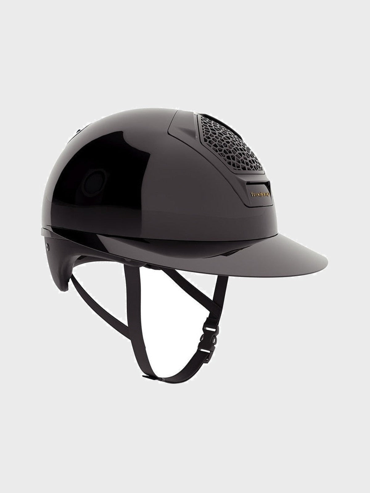 FREEJUMP VORONOI KASK JEŹDZIECKI GLOSSY Z SZEROKIM DASZKIEM CZARNY - Freejump Equishop