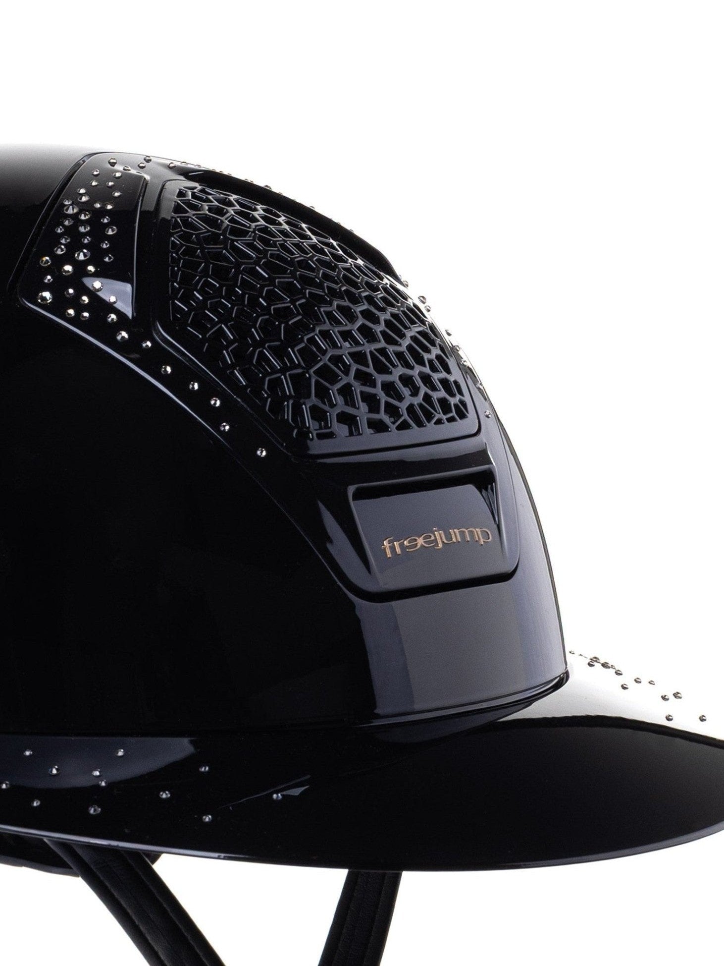 FREEJUMP VORONOI KASK JEŹDZIECKI GLOSSY Z SZEROKIM DASZKIEM FULL CRYSTALS - Freejump Equishop