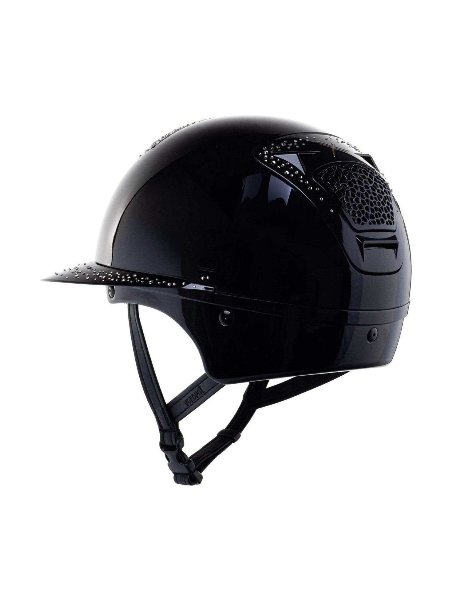 FREEJUMP VORONOI KASK JEŹDZIECKI GLOSSY Z SZEROKIM DASZKIEM FULL CRYSTALS - Freejump Equishop