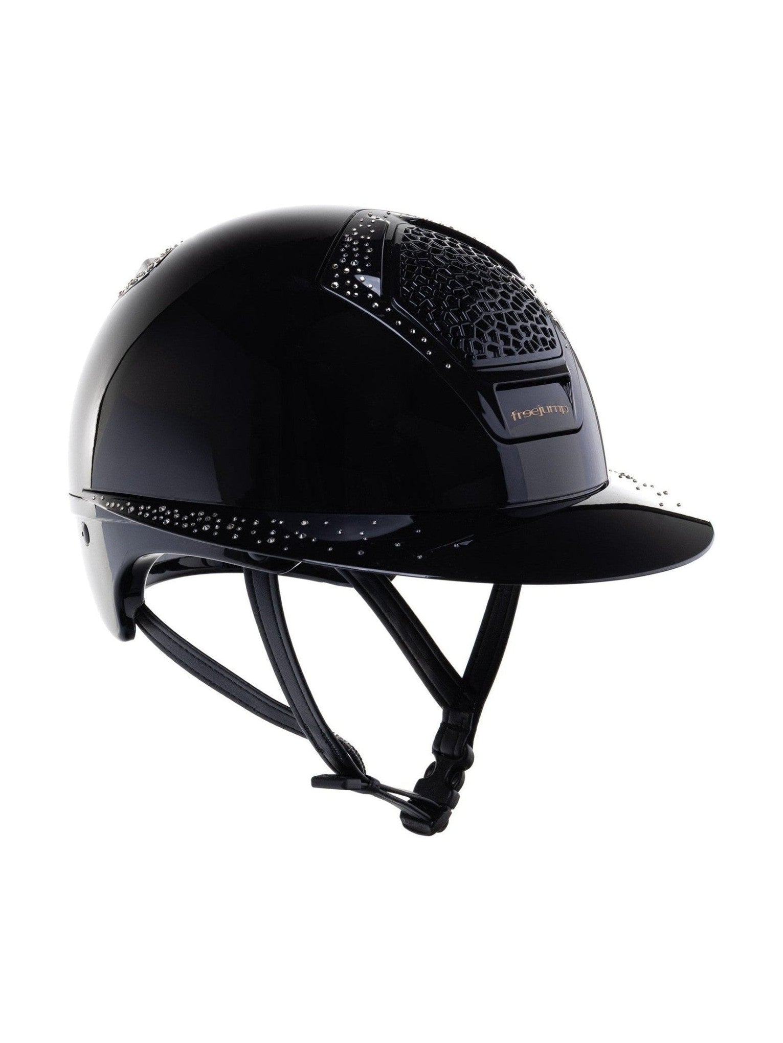 FREEJUMP VORONOI KASK JEŹDZIECKI GLOSSY Z SZEROKIM DASZKIEM FULL CRYSTALS - Freejump Equishop