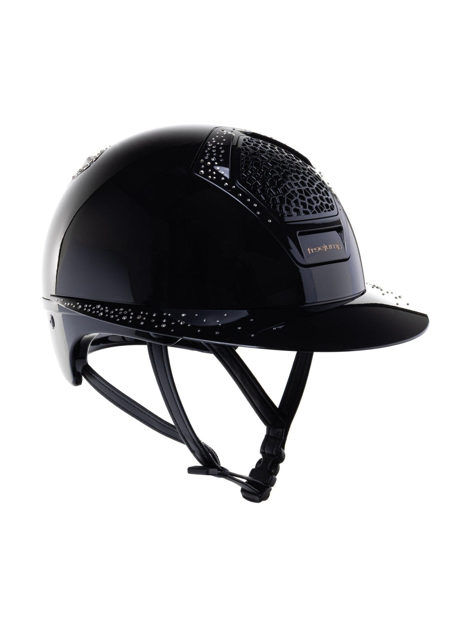 FREEJUMP VORONOI KASK JEŹDZIECKI GLOSSY Z SZEROKIM DASZKIEM FULL CRYSTALS - Freejump Equishop