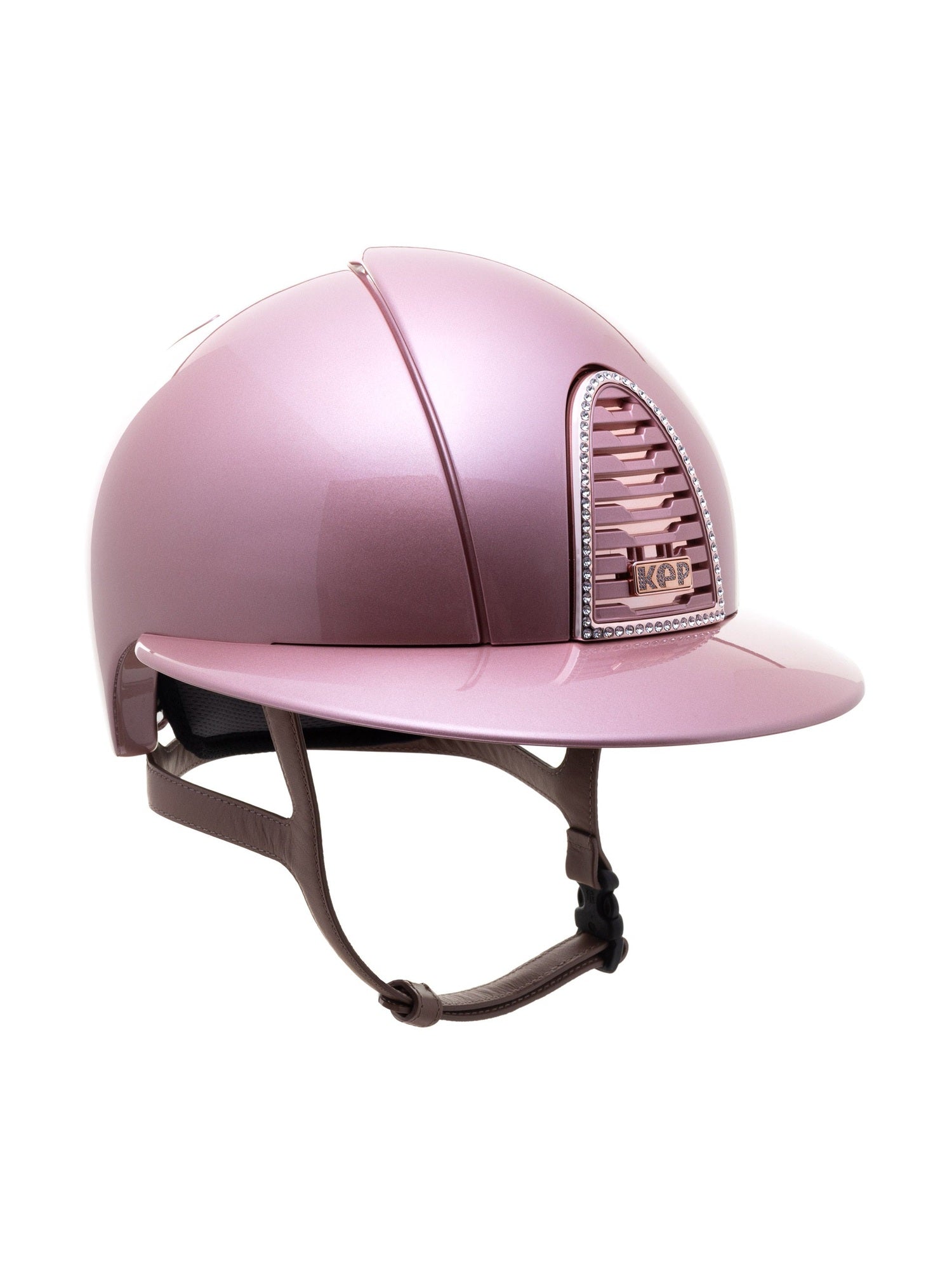 KEP ITALIA CROMO 2.0 DIAMOND KASK JEŹDZIECKI POLO VISOR/BEIGE CHIN/CRYST MIRROR RG FRAME/ZIRCONI RG LOGO RÓŻOWY