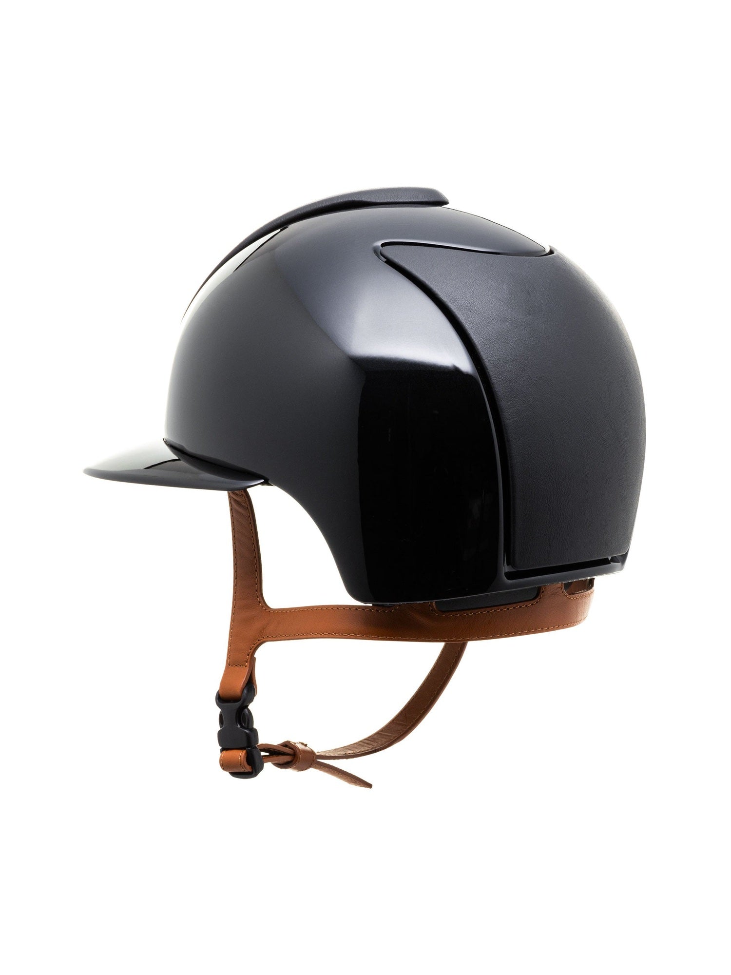 KEP ITALIA CROMO 2.0 POLISH KASK JEŹDZIECKI LEATHER FRONT BACK/POLISH POLO VISOR/BEIGE CHIN/MIRROR FRAME/SILVER LOGO CZARNY