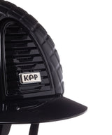 KEP ITALIA CROMO 2.0 POLISH KASK JEŹDZIECKI MILANO LEATHER FRONT/POLISH VISORS/MIRROR CROMO BUTTON/SLV SHINE LOGO CZARNY