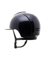 KEP ITALIA CROMO 2.0 POLISH KASK JEŹDZIECKI POLO VISOR/BLK CHIN/POLISH BLK/METAL SILVER SHINE LOGO CZARNY