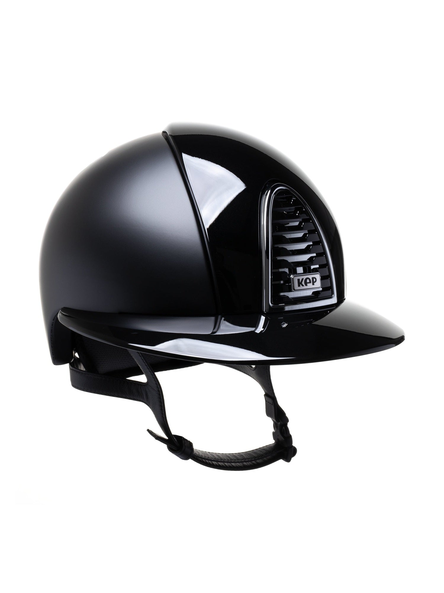 KEP ITALIA CROMO 2.0 POLISH KASK JEŹDZIECKI POLO VISOR/BLK CHIN/POLISH BLK/SILVER FRAME LOGO CZARNY