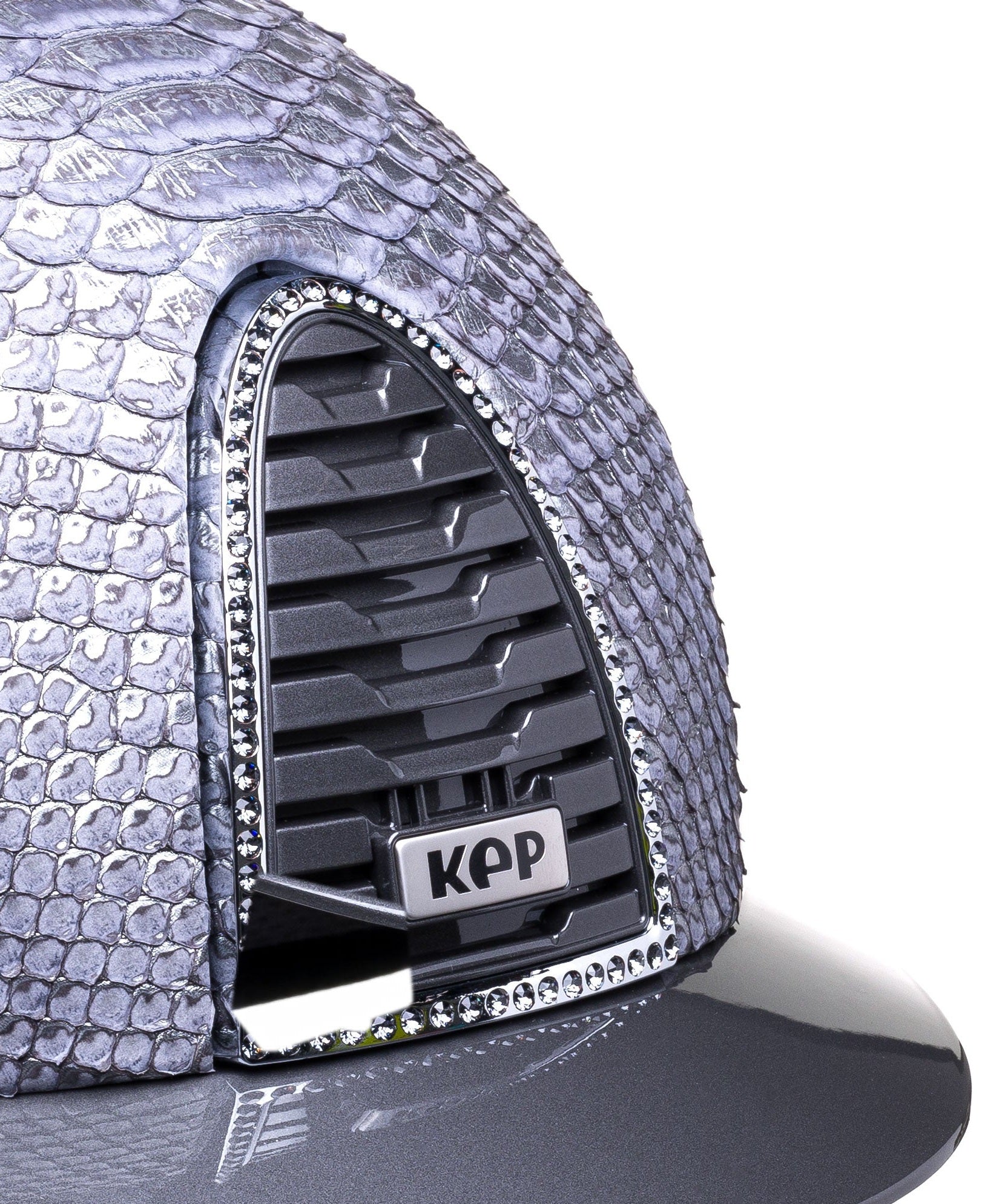 KEP ITALIA CROMO 2.0 POLISH KASK JEŹDZIECKI PYTHON GREY SILVER FRONT/SWARO SILVER NIGHT SZARY