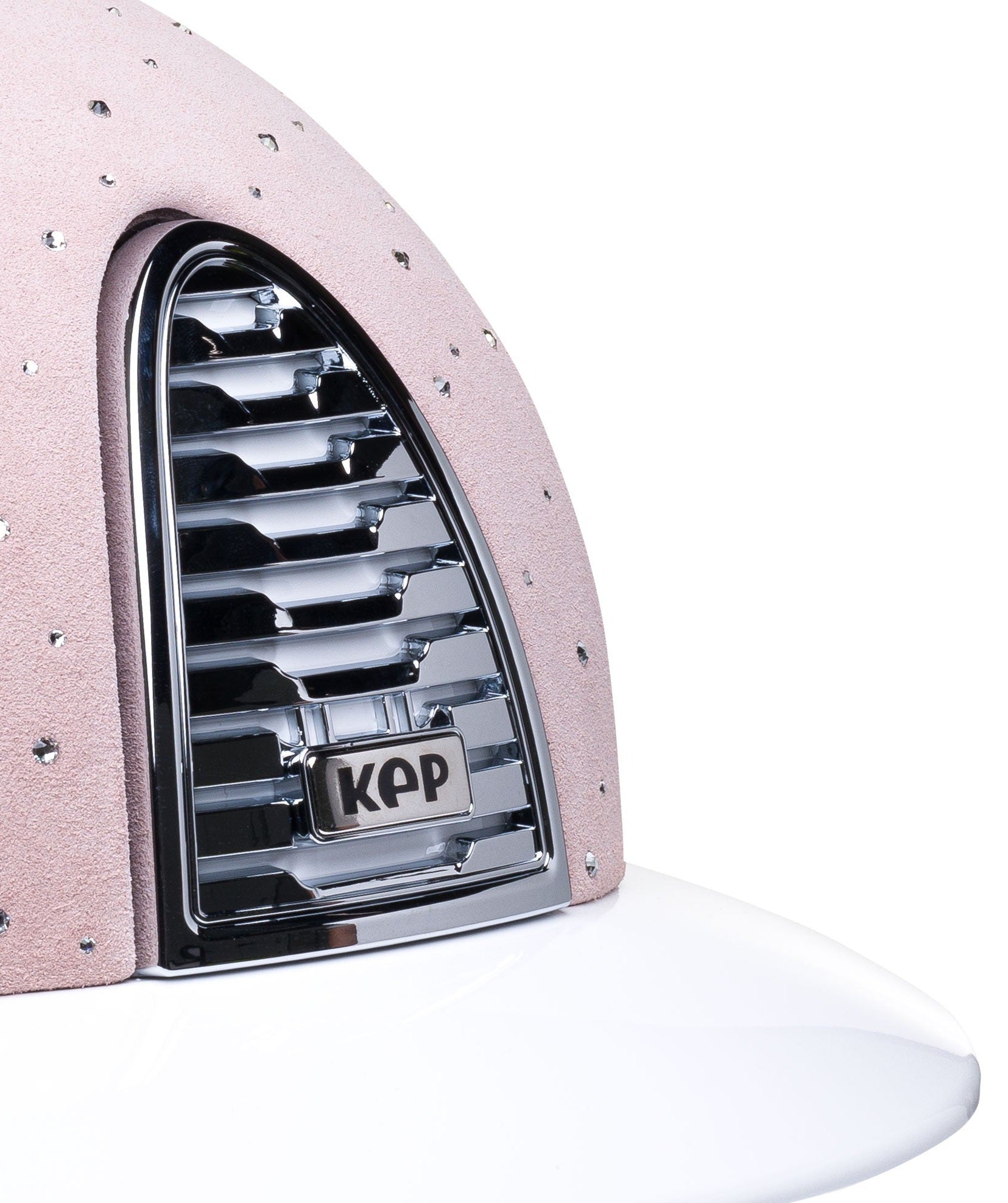 KEP ITALIA CROMO 2.0 POLISH KASK JEŹDZIECKI SUEDE POWDER DROP CRYSTAL/POWDER CHIN/MIRROR SLV BIAŁY