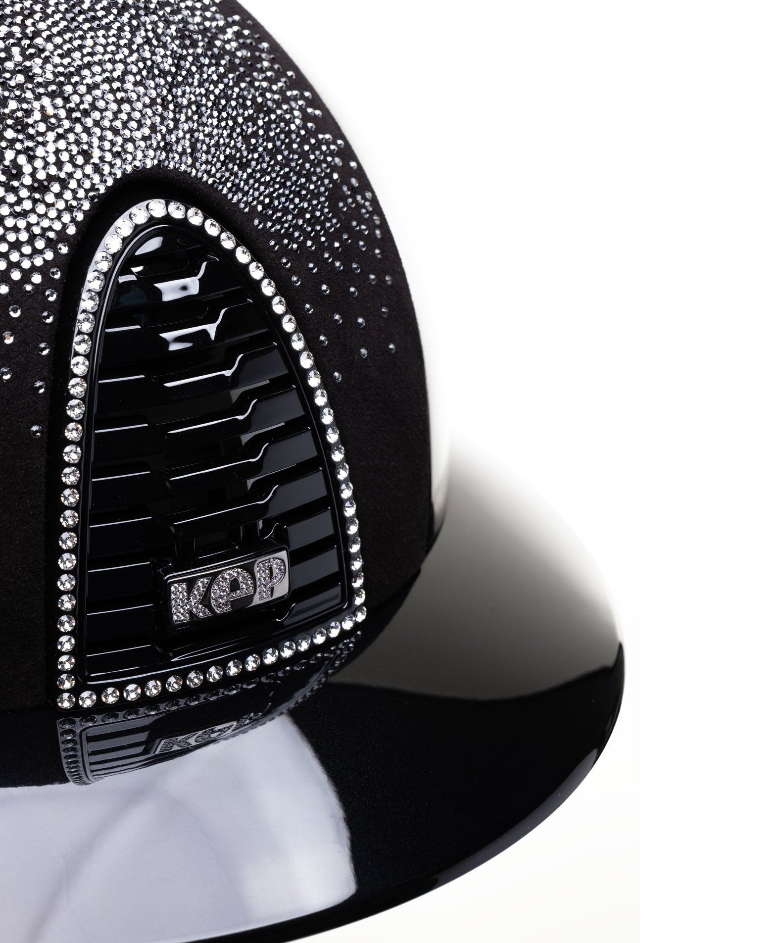 KEP ITALIA CROMO 2.0 POLISH POLO KASK SUEDE BLACK NEBULA SILVER/CRYSTALS FRAME/ZIRCONS LOGO CZARNY