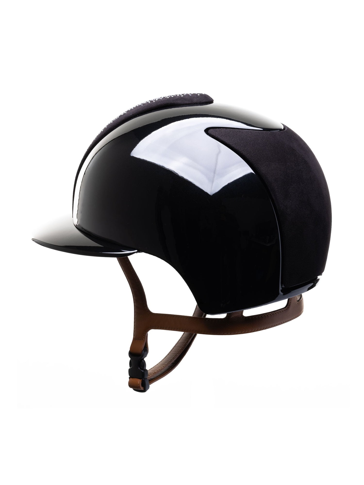 KEP ITALIA CROMO 2.0 POLISH POLO KASK SUEDE BLACK NEBULA SILVER/CRYSTALS FRAME/ZIRCONS LOGO CZARNY