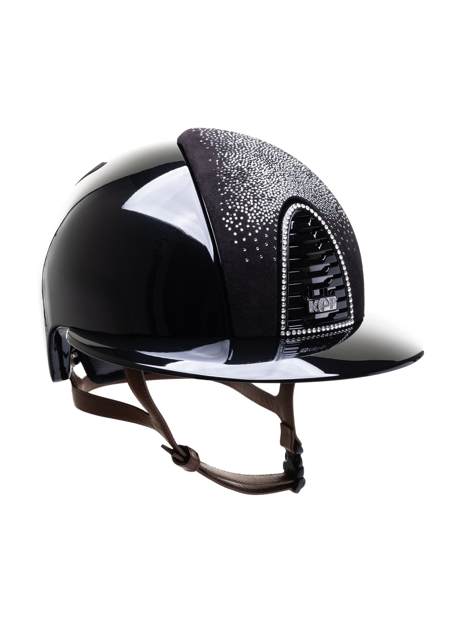 KEP ITALIA CROMO 2.0 POLISH POLO KASK SUEDE BLACK NEBULA SILVER/CRYSTALS FRAME/ZIRCONS LOGO CZARNY
