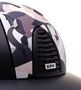 KEP ITALIA CROMO 2.0 TEXTILE KASK JEŹDZIECKI BROWN CHINSTRAP/TEXTILE FRAME GRID SUBGRID/SILVER SHINE LOGO BRĄZOWY