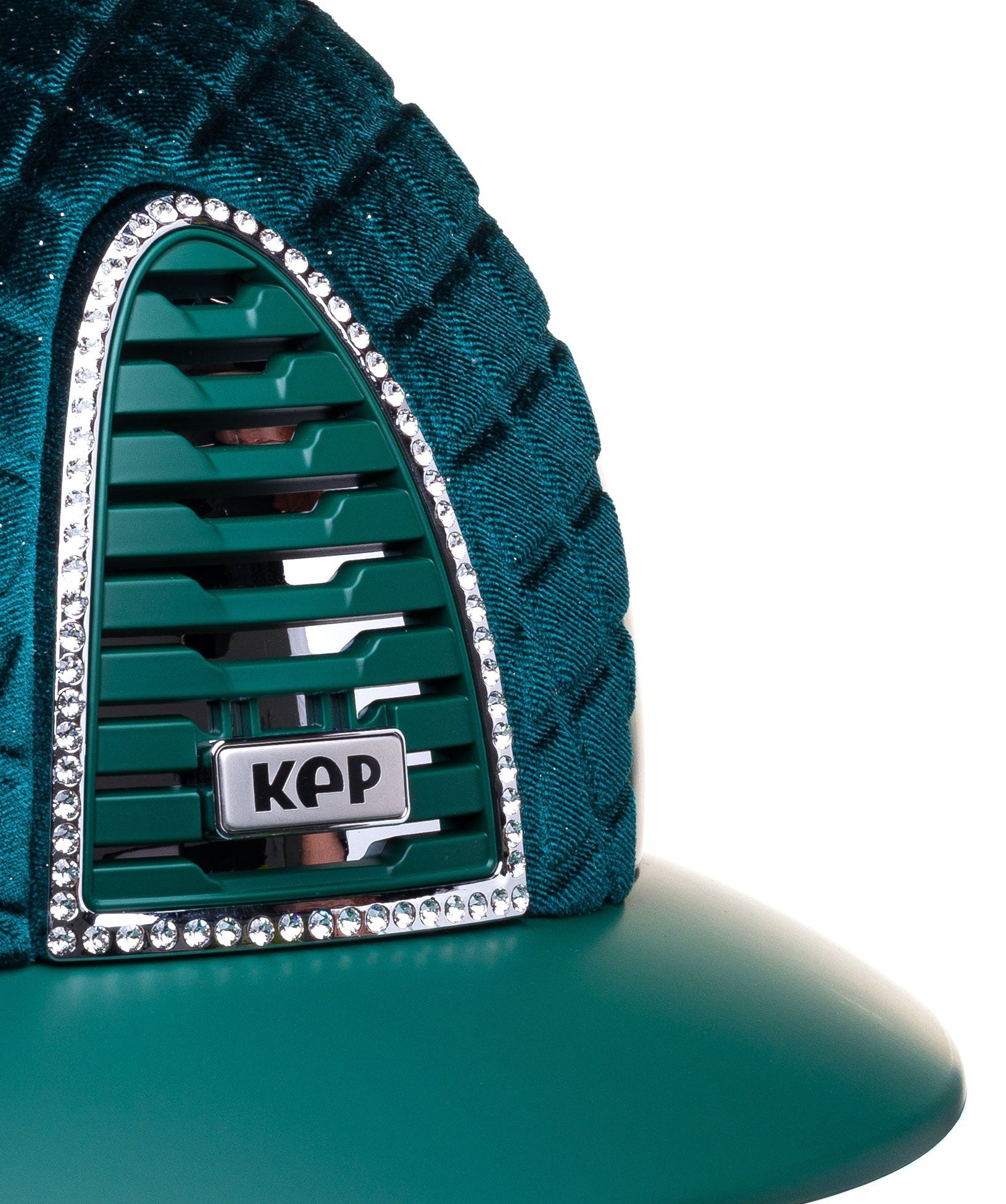 KEP ITALIA CROMO 2.0 TEXTILE KASK JEŹDZIECKI MILANO VELVET SHINING FRONT/SWARO FRAME ZIELONY