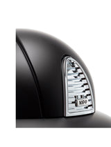 KEP ITALIA CROMO 2.0 TEXTILE KASK JEŹDZIECKI MIRROR CROMO FRAME GRID BUTTON/LEATHER BROWN/SLV SHINE LOGO CZARNY