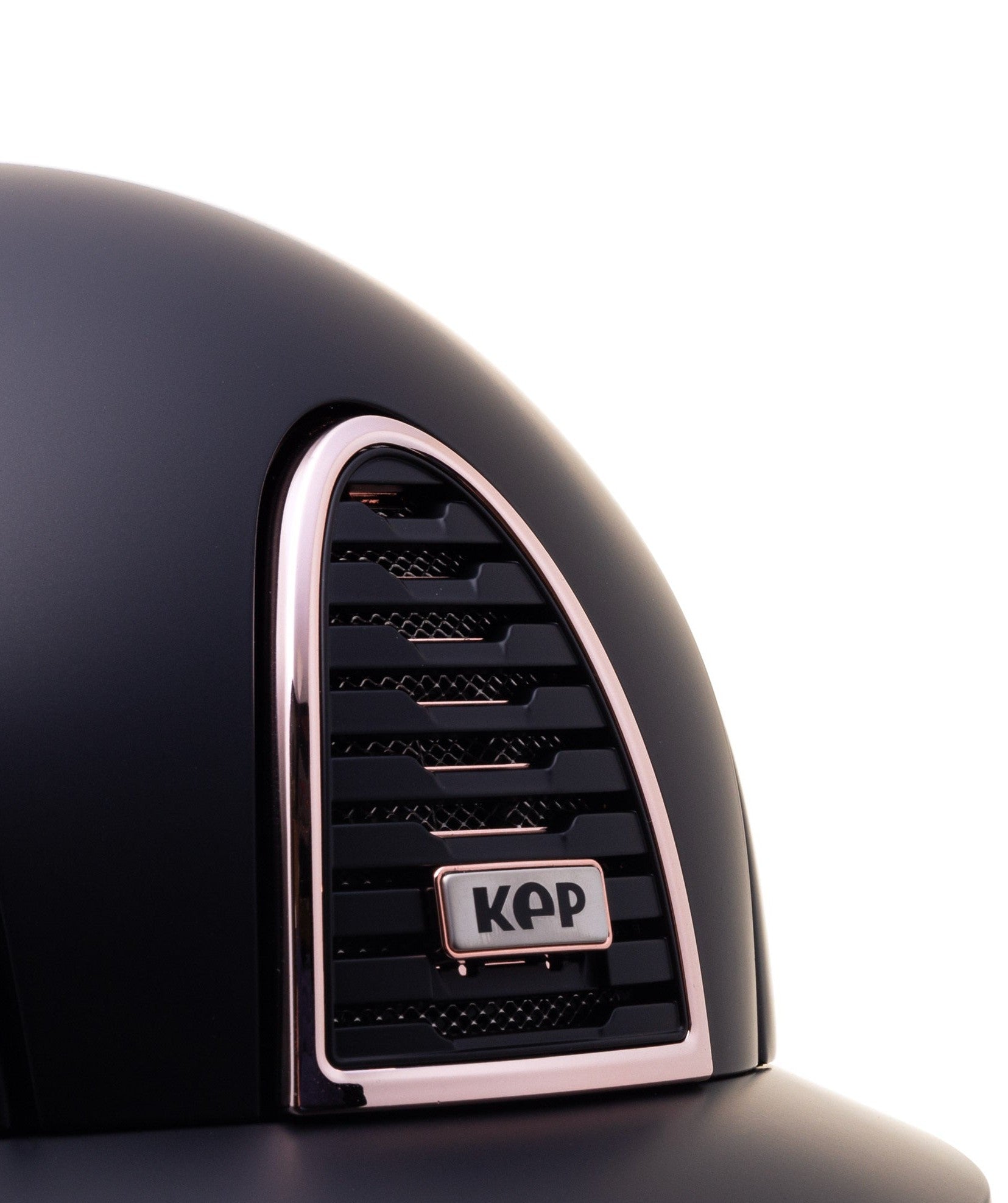 KEP ITALIA CROMO 2.0 TEXTILE KASK JEŹDZIECKI MIRROR ROSEGOLD FRAME SUBGRID BUTTON/SILVER MATT LOGO CZARNY