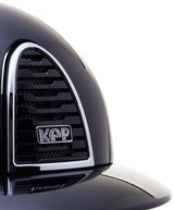 KEP ITALIA CROMO 2.0 TEXTILE KASK JEŹDZIECKI POLISH FRONT REAR/BEIGE STRAP/MIRROR SLV/WHITE CRISTALLI ON SUEDE CZARNY