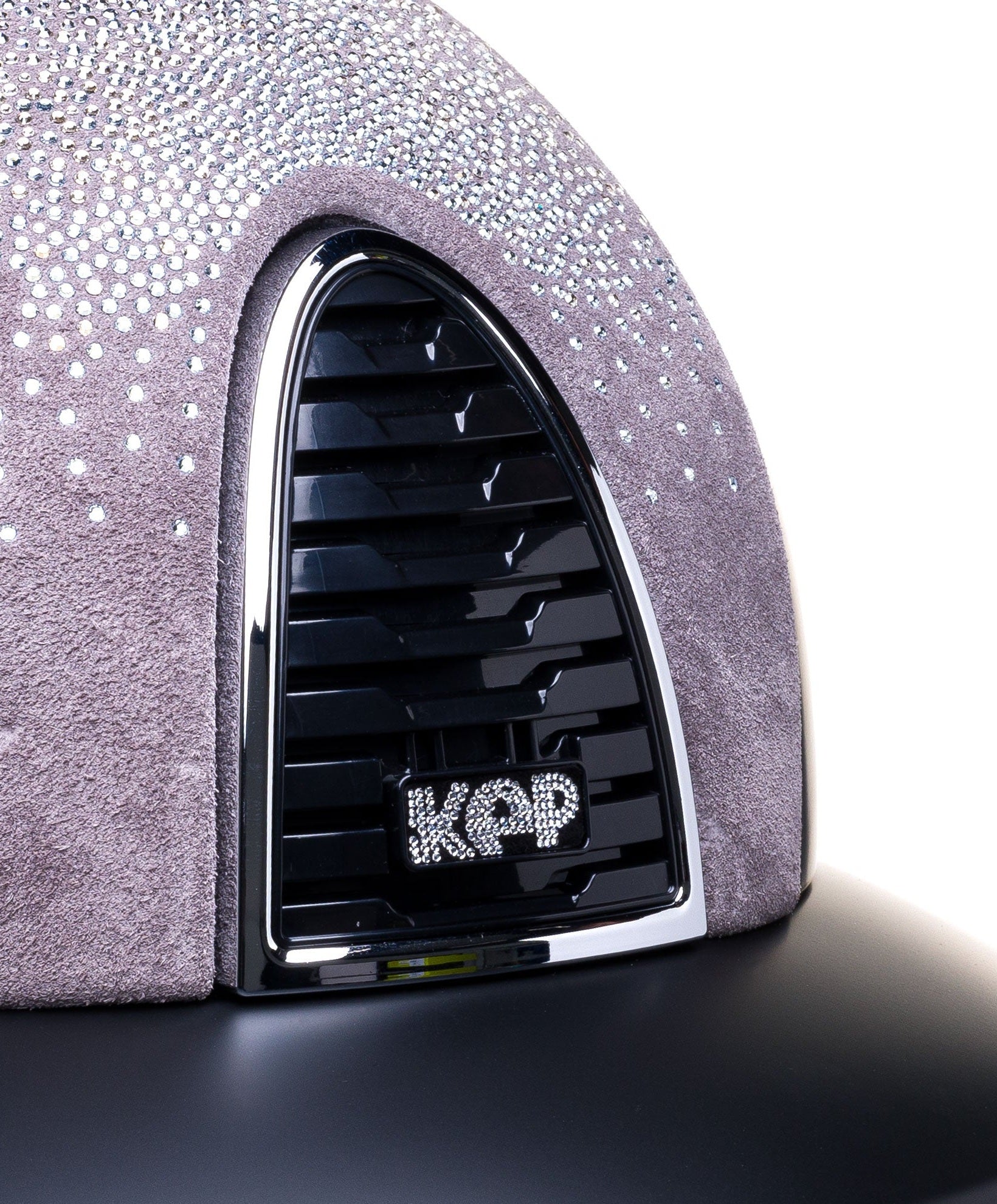 KEP ITALIA CROMO 2.0 TEXTILE KASK JEŹDZIECKI SUEDE GRIGIO NEBULA SILVER/CRYSTALS LOGO CZARNY
