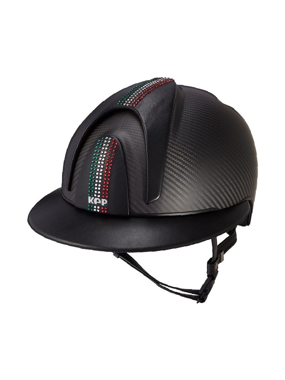 KEP ITALIA E-LIGHT MATT KASK JEŹDZIECKI LEATHER VISOR SWARO CZARNY