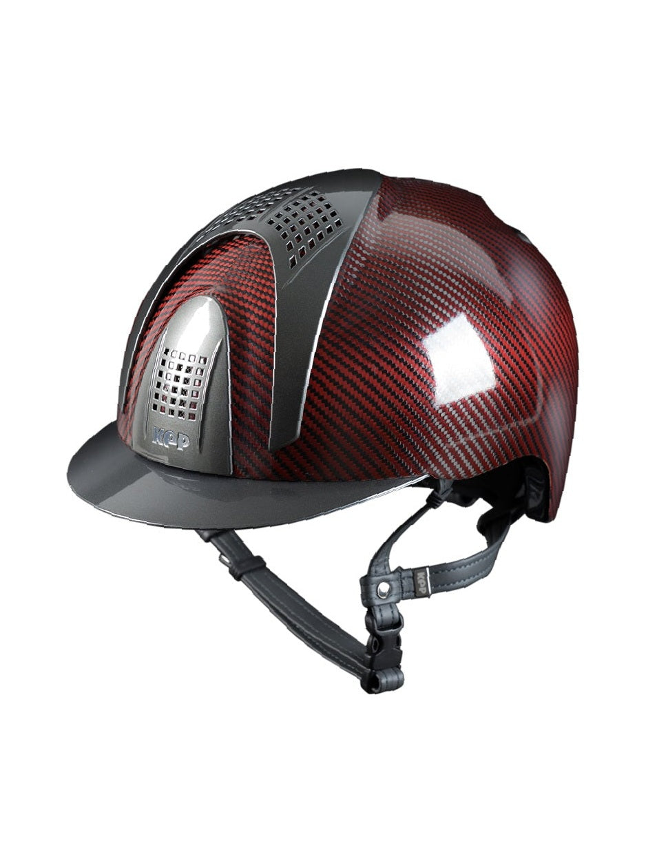KEP ITALIA E-LIGHT SHINE KASK JEŹDZIECKI METAL CZERWONY / SZARY
