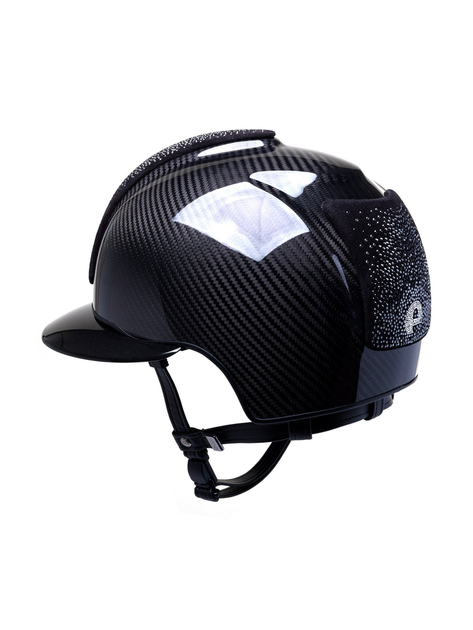 KEP E - LIGHT 3 CARBON KASK JEŹDZIECKI SUEDE NEBULA SILVER CRYSTAL LOGO CZARNY - Kep Italia Equishop