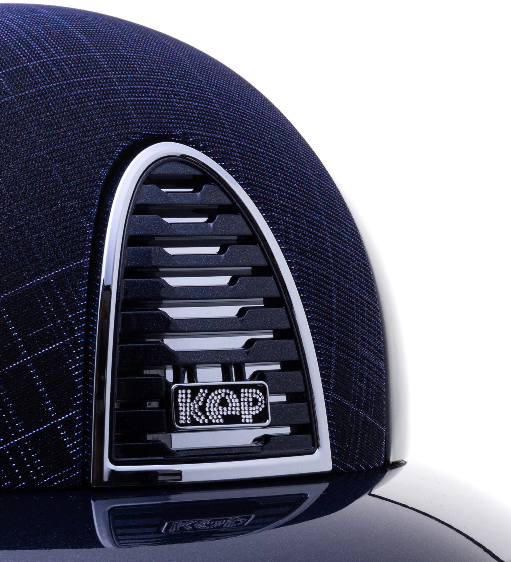 KEP ITALIA CROMO 2.0 DIAMOND KASK JEŹDZIECKI GALASSIA DB/POLO VISOR/DARK BLUE STRAP/CRYSTALS SUEDE LOGO GRANATOWY - KEP Italia Equishop