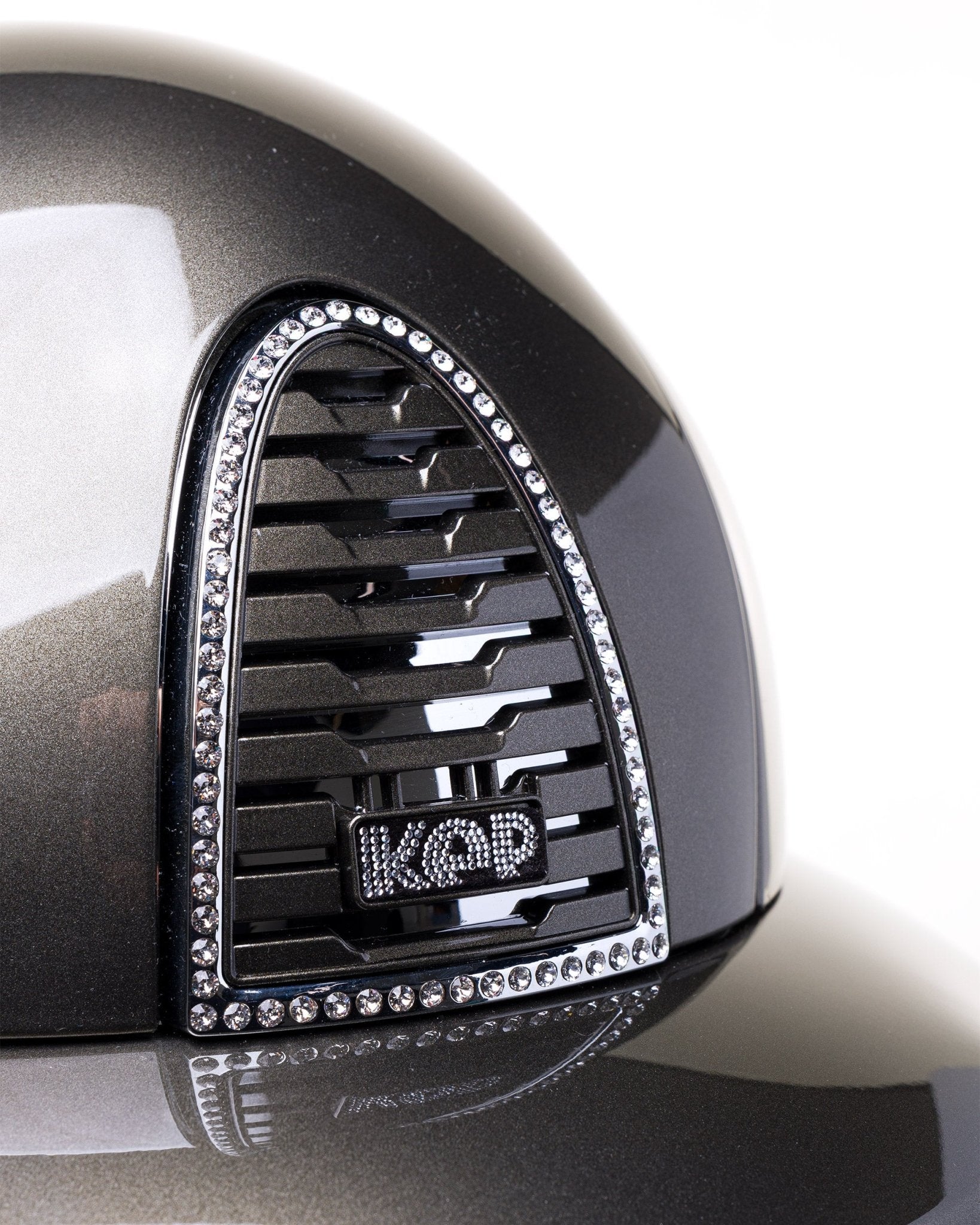 KEP ITALIA CROMO 2.0 METAL KASK JEŹDZIECKI POLO VISOR/CRYSTAL MIRROR/WHITE CRYSTALS CIEMNOZIELONY - Kep Italia Equishop
