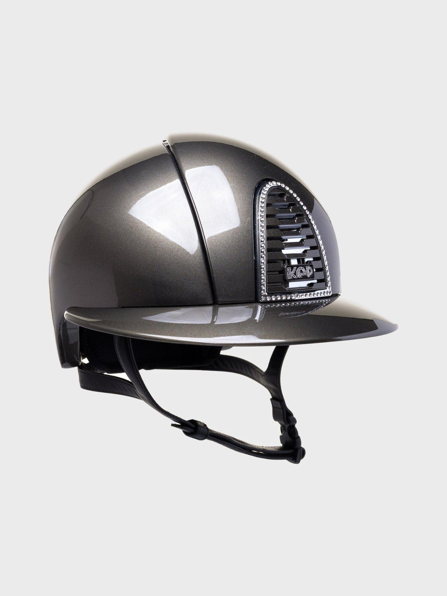 KEP ITALIA CROMO 2.0 METAL KASK JEŹDZIECKI POLO VISOR/CRYSTAL MIRROR/WHITE CRYSTALS CIEMNOZIELONY - Kep Italia Equishop