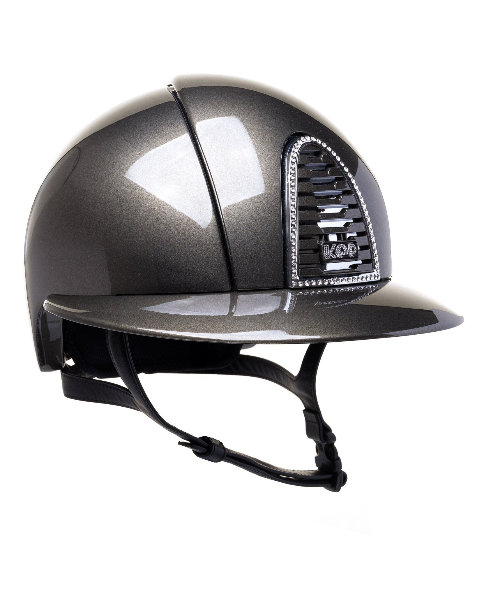 KEP ITALIA CROMO 2.0 METAL KASK JEŹDZIECKI POLO VISOR/CRYSTAL MIRROR/WHITE CRYSTALS CIEMNOZIELONY - Kep Italia Equishop