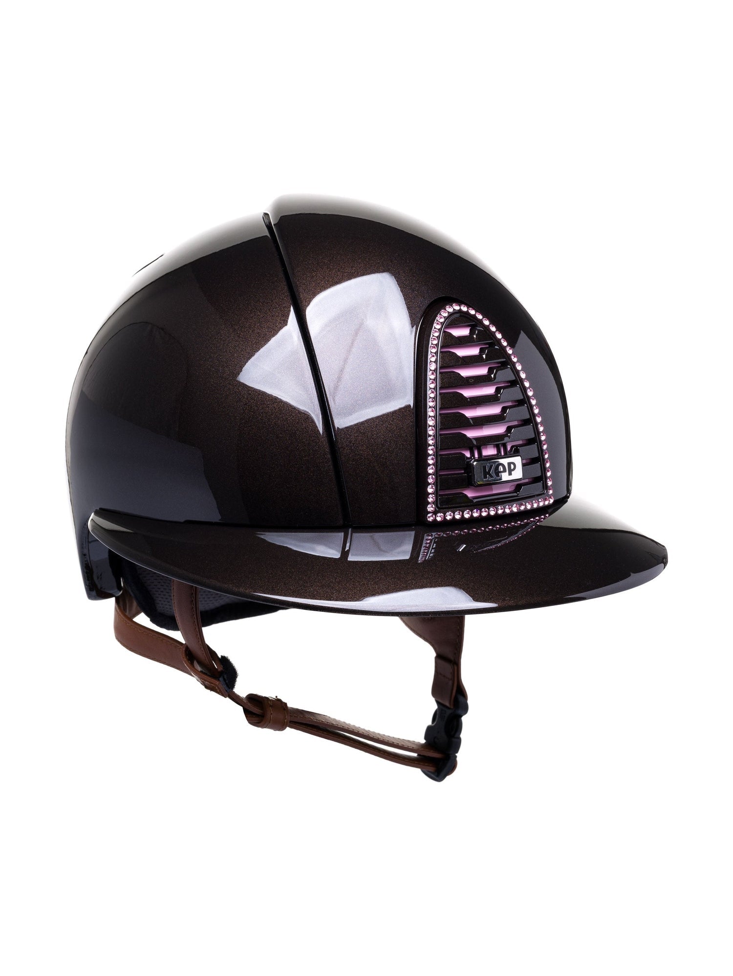 KEP ITALIA CROMO 2.0 POLISH KASK JEŹDZIECKI CRYSTALS LIGHT ROSE/BEIGE CHIN/METAL PINK BRĄZOWY - KEP Italia Equishop