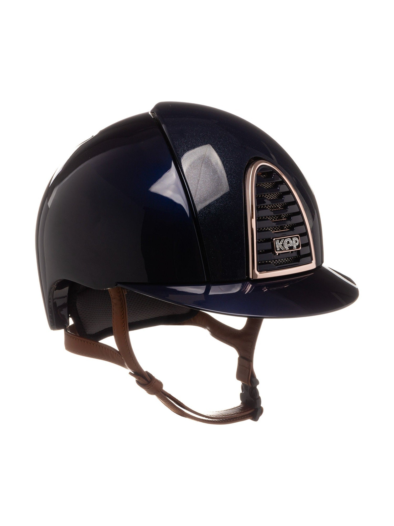 KEP ITALIA CROMO 2.0 POLISH KASK JEŹDZIECKI DIAMOND FRONT/POLISH VISOR/BEIGE CHIN/RG FRAME/CRISTALLI ON SUEDE LOGO GRANATOWY - KEP Italia Equishop