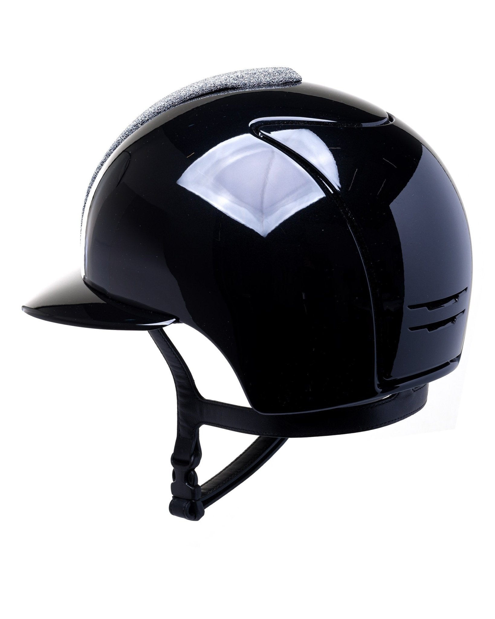 KEP ITALIA CROMO 2.0 POLISH KASK JEŹDZIECKI POLO VISOR / VANITY SILVER FRONTAL / ZIRCONS LOGO CZARNY - Kep Italia Equishop